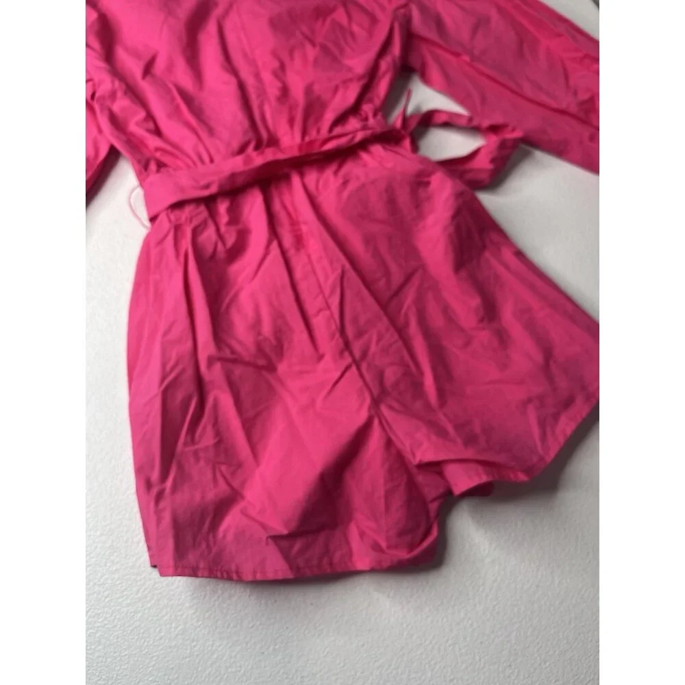 Milly Minis Girls Paulina Poplin Romper Pink Hibiscus Size 7/8 With Tags‎